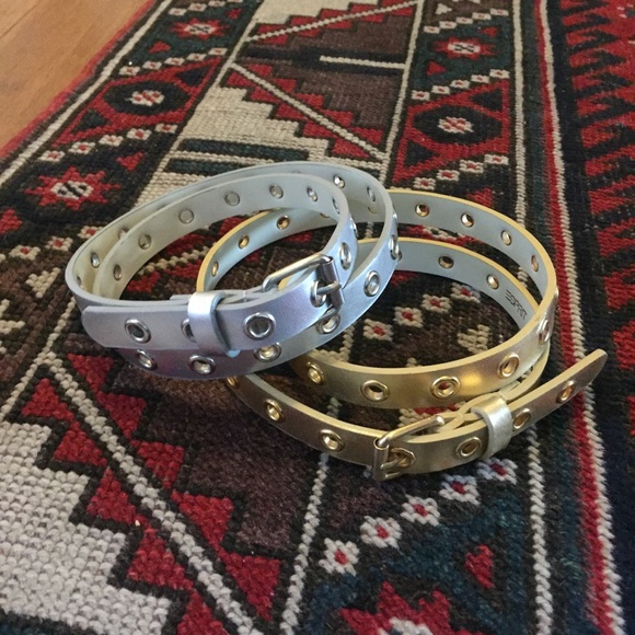 Pair of Metallic Belts Gild and Silver Small - Picture 1 of 3